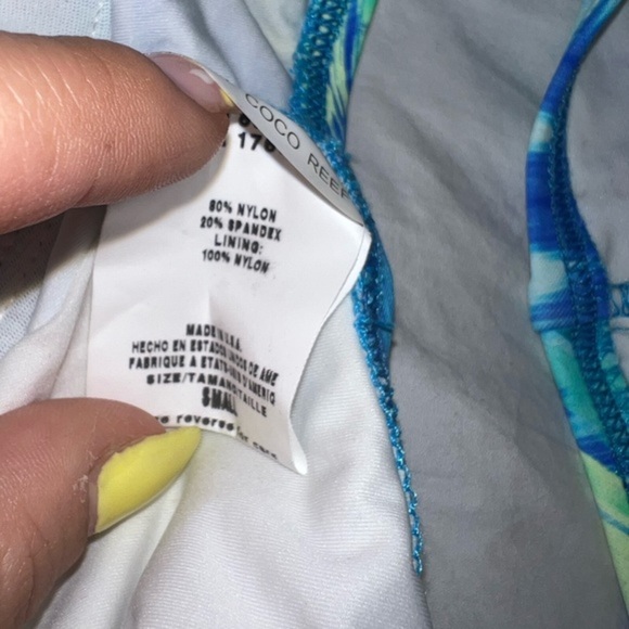 Coco Reef Swimsuit Contours Shaping Cinching Vneck One Piece Tropical Blue New - Picture 3 of 4